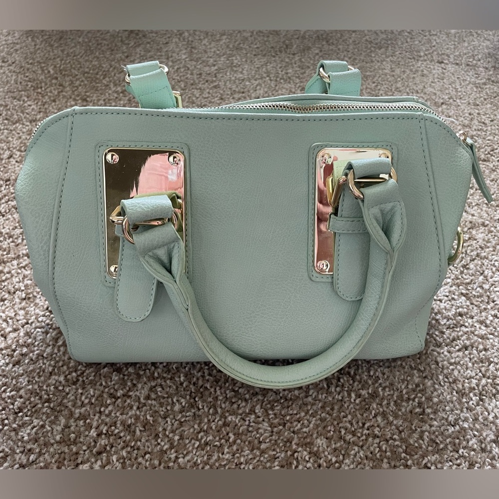 Mint Green Satchel with Gold Hardware and Double Handles